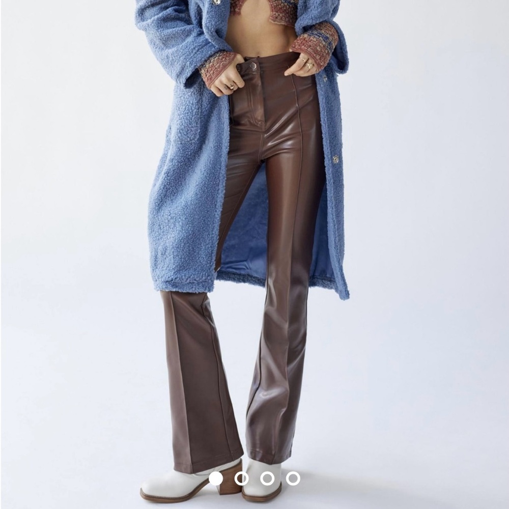 NEW Urban Outfitters Rare London Faux Leather Brown Flare Pants-Size 8
